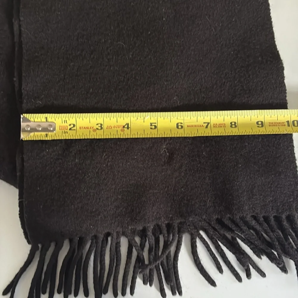 Polo Ralph Lauren Black Lambswool Made in Scotland Muffler Scarf 10” x 52”